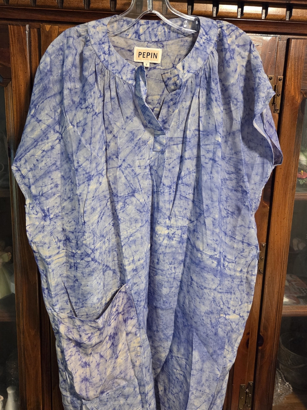*Artsy PEPIN Blue Tie-Dye Tunic Dress Lagenlook Artist Style HippieChic Festival